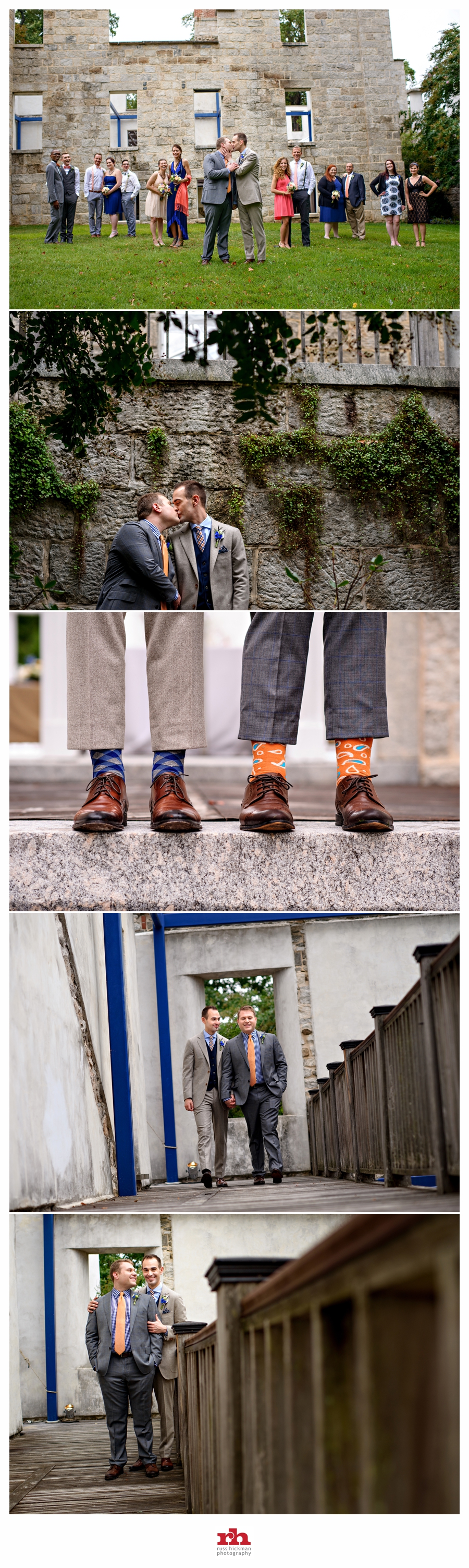 Two Husbands share a Kiss at their Baltimore MD Wedding.